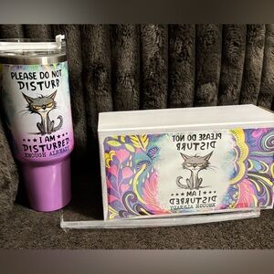 NEW 40 oz Insulated Purple Cat-Themed Shimmer Tumbler and Box Set